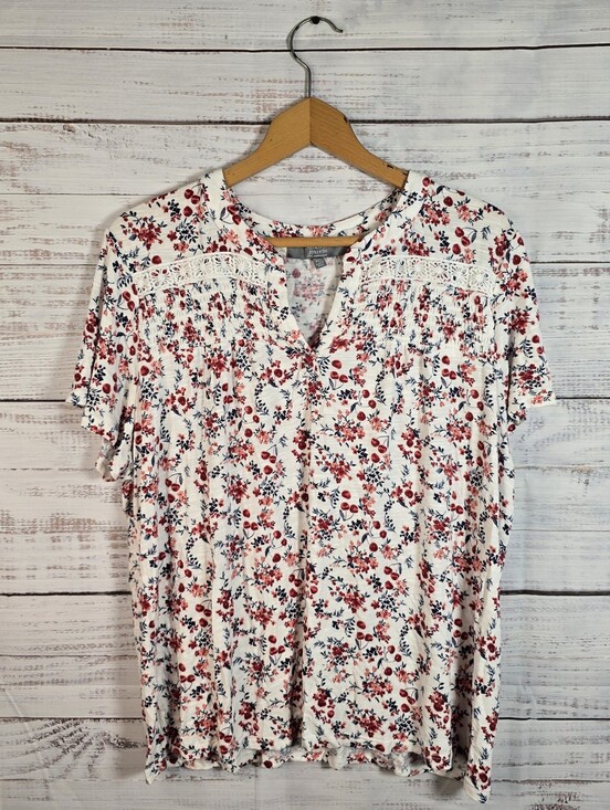 Berkley Jensen Tops - Berkley Jensen XXL Floral Peasant‎ Top Lace Detail Boho Cottagecore